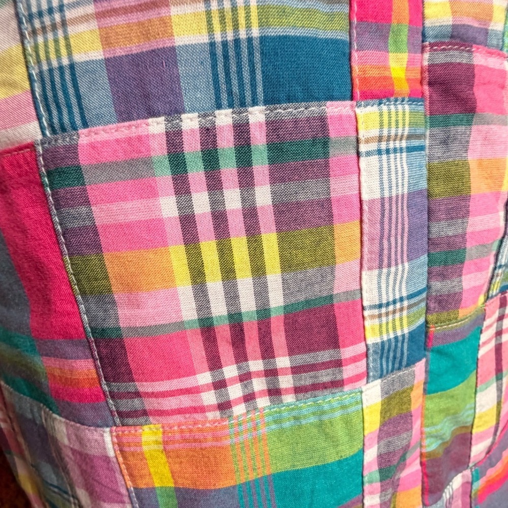 Talbots Madras Patchwork Plaid Shift Dress Size 2 Preppy Cotton - Picture 9 of 15